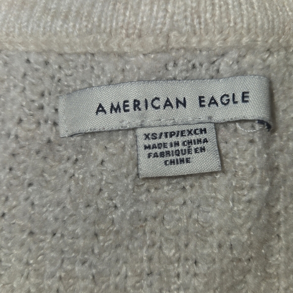 XS Very Oversized American Eagle Cream Mockneck Sweater Relax Fit Soft Stretchy - Picture 5 of 6